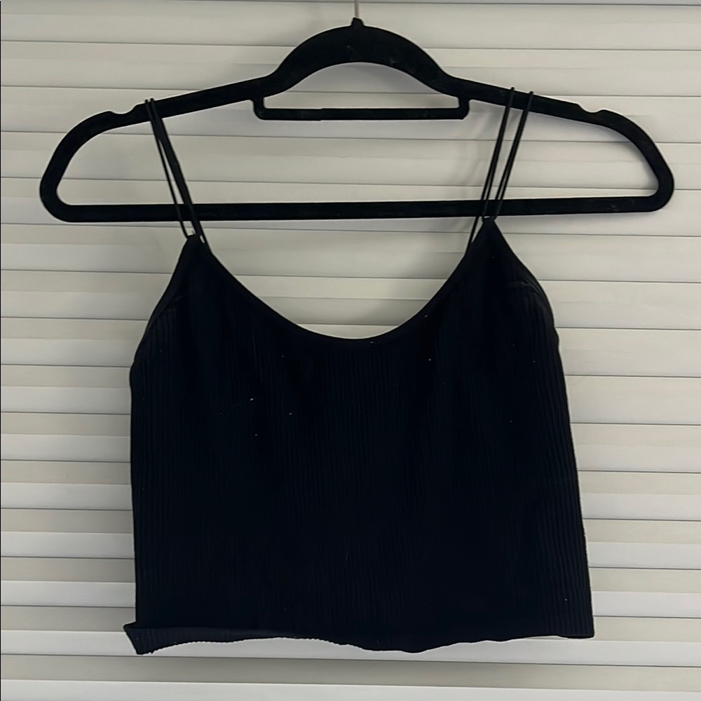 Zara Black Spaghetti Strap Top Ribbed